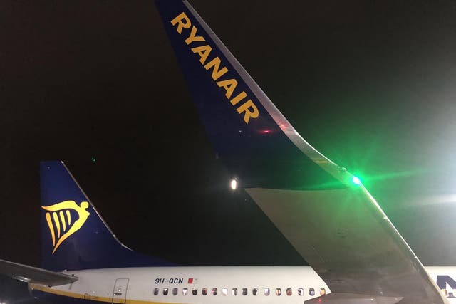 Last call: a Ryanair Boeing 737 at the airline's main base, Stansted