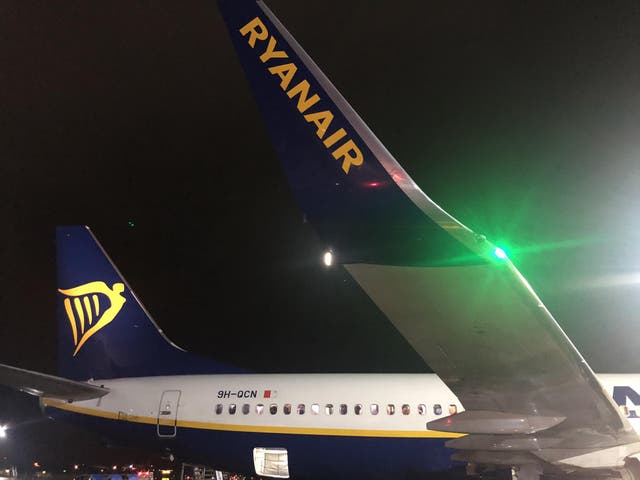 Last call: a Ryanair Boeing 737 at the airline's main base, Stansted