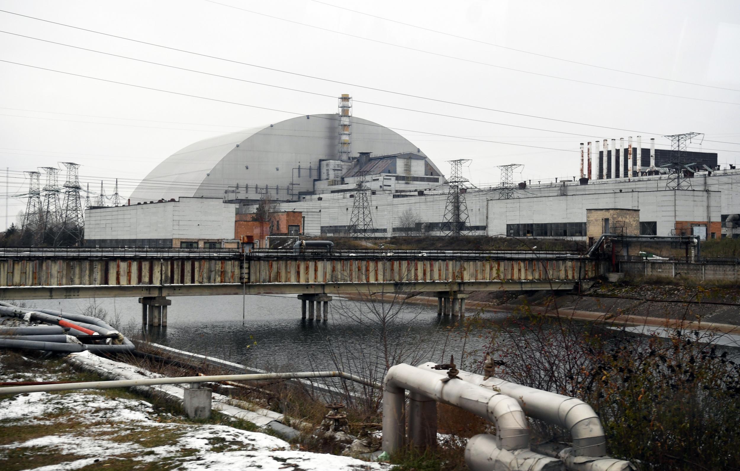 The New Safe Confinement sarcophagus covering the fourth block of the Chernobyl nuclear power plant in 2018