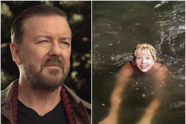 Ricky Gervais and Kerry Godliman's superimposed head in an episode of Netflix's 'After Life'