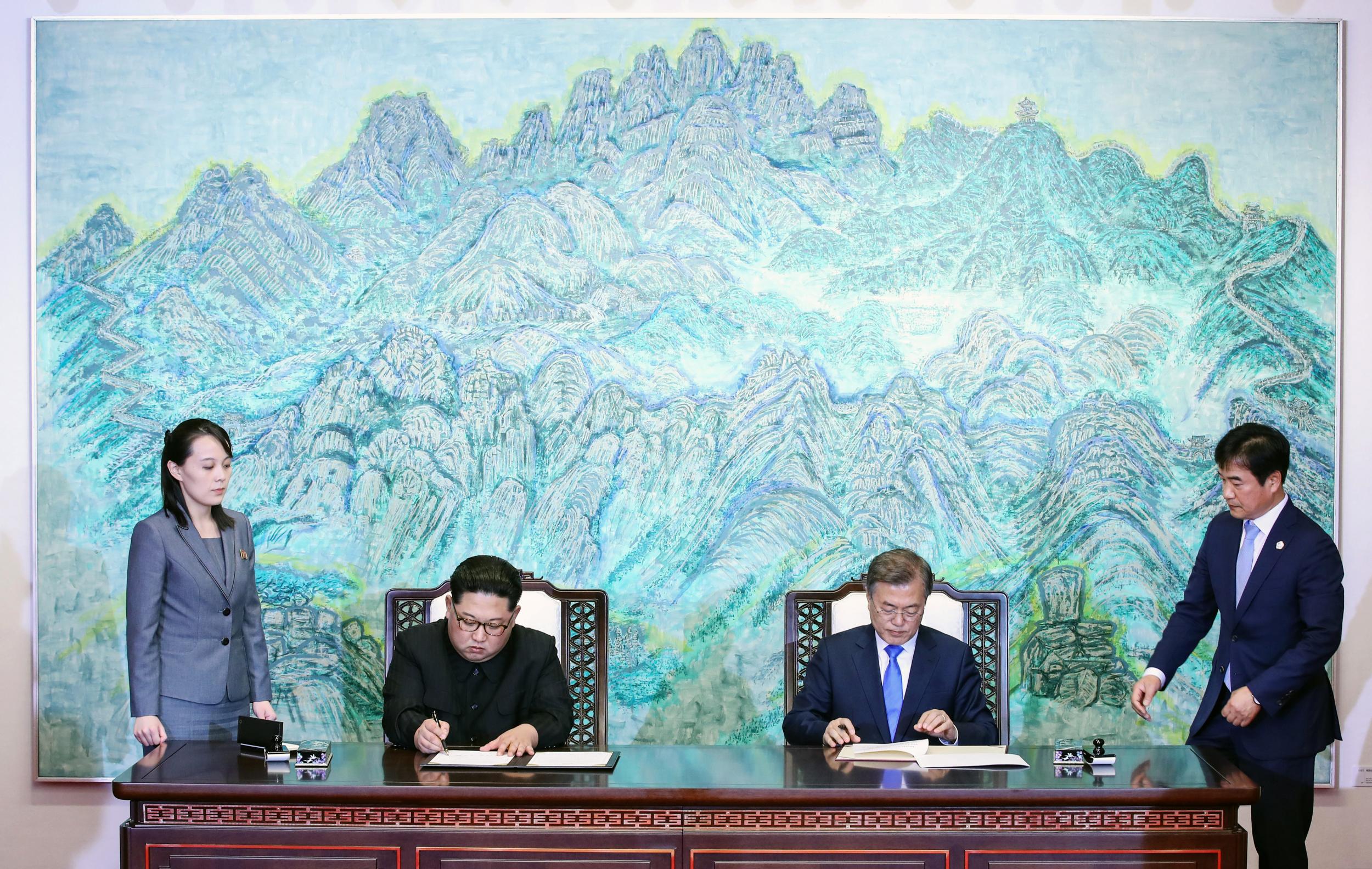 Kim Yo-jong accompanies her brother at a summit with South Korea in 2018, where the north and south finally agreed to end a seven-decade war