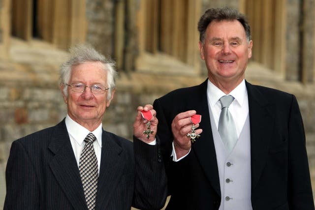 Frank Duckworth (left) and Tony Lewis (right) collecting their MBEs in 2010
