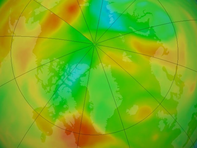 Nasa image showing the ozone hole over the Arctic has now recovered