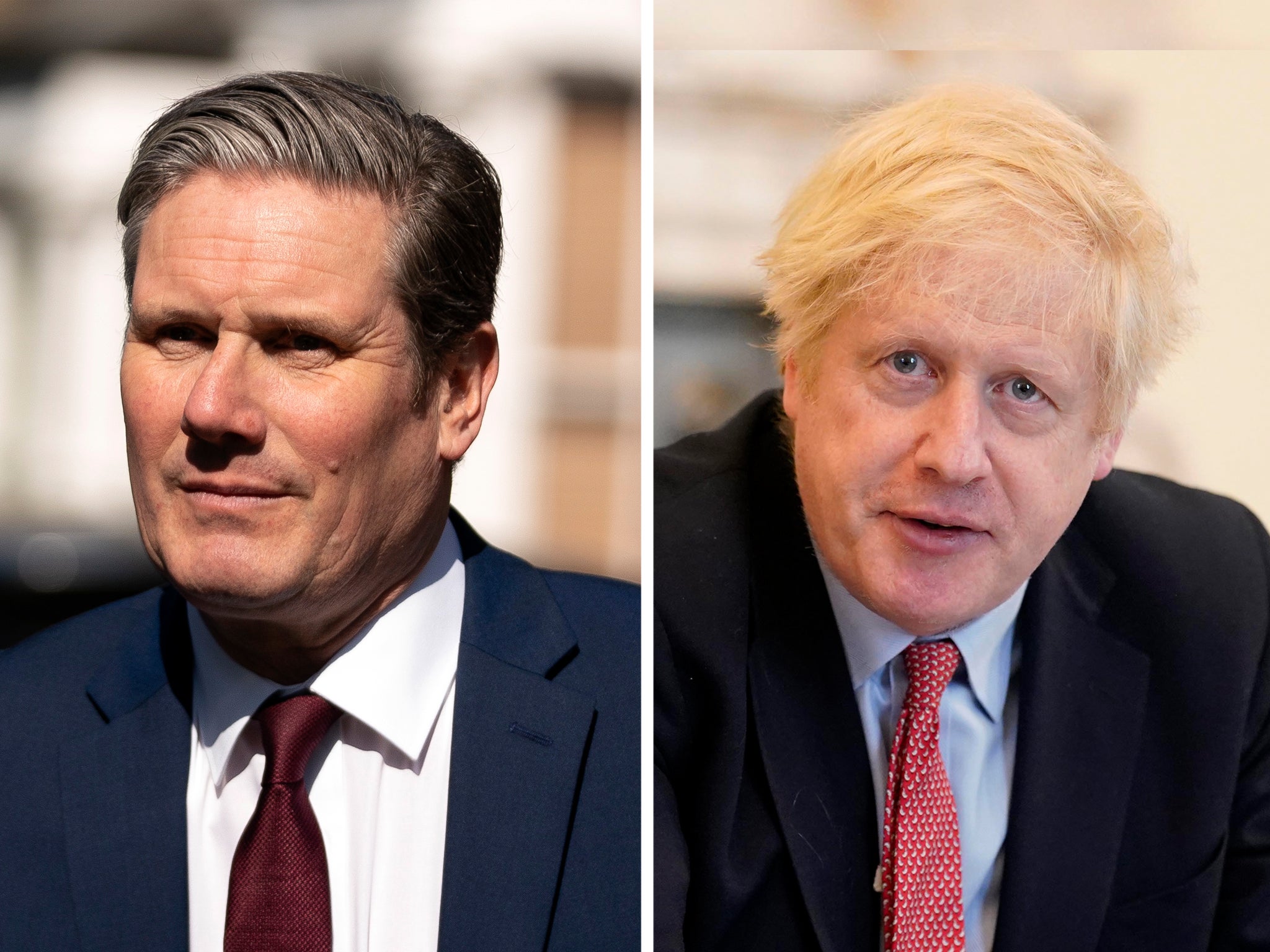 Sir Keir Starmer, left, is likely to face Boris Johnson at the despatch box at PMQs for the first time