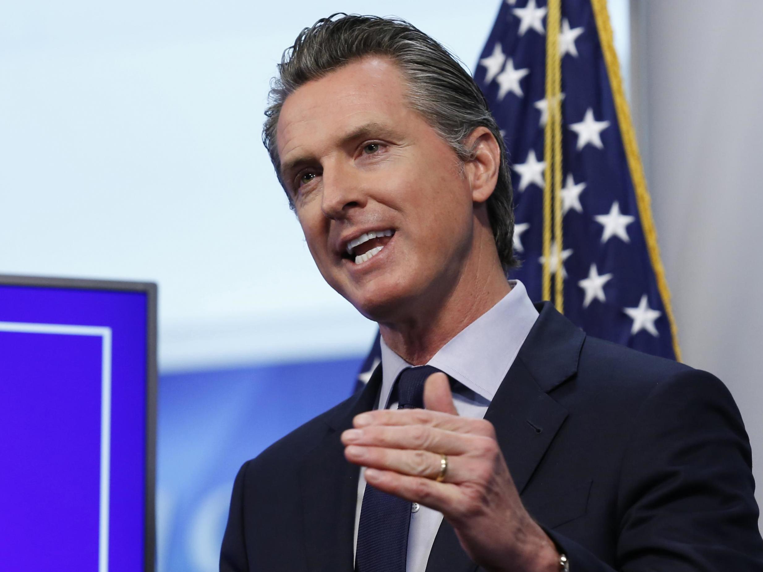 Gavin Newsom speaking during a coronavirus briefing