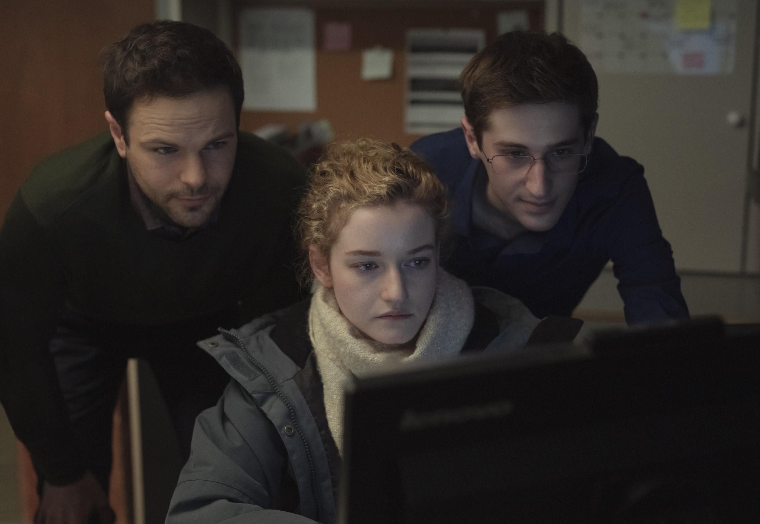 Jon Orsini, Julia Garner and Noah Robbins in ‘The Assistant’ (Curzon )