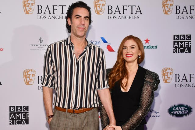 Sacha Baron Cohen and Isla Fisher at the BAFTAs.