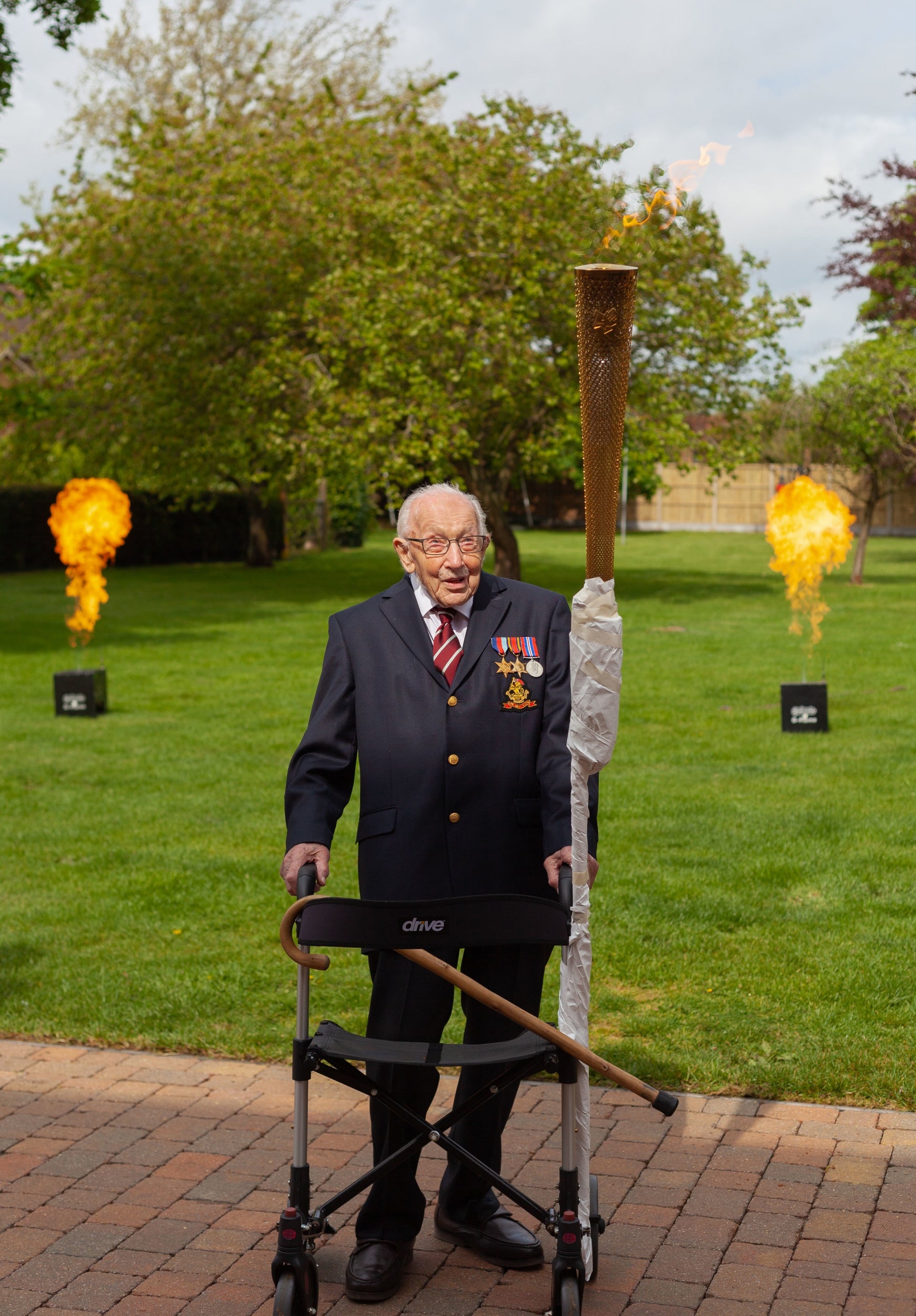 Captain Tom Moore celebrating his 100th birthday