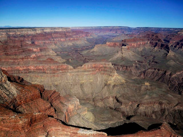 The Grand Canyon National Park as seen from a helicopter near Tusayan, Arizona