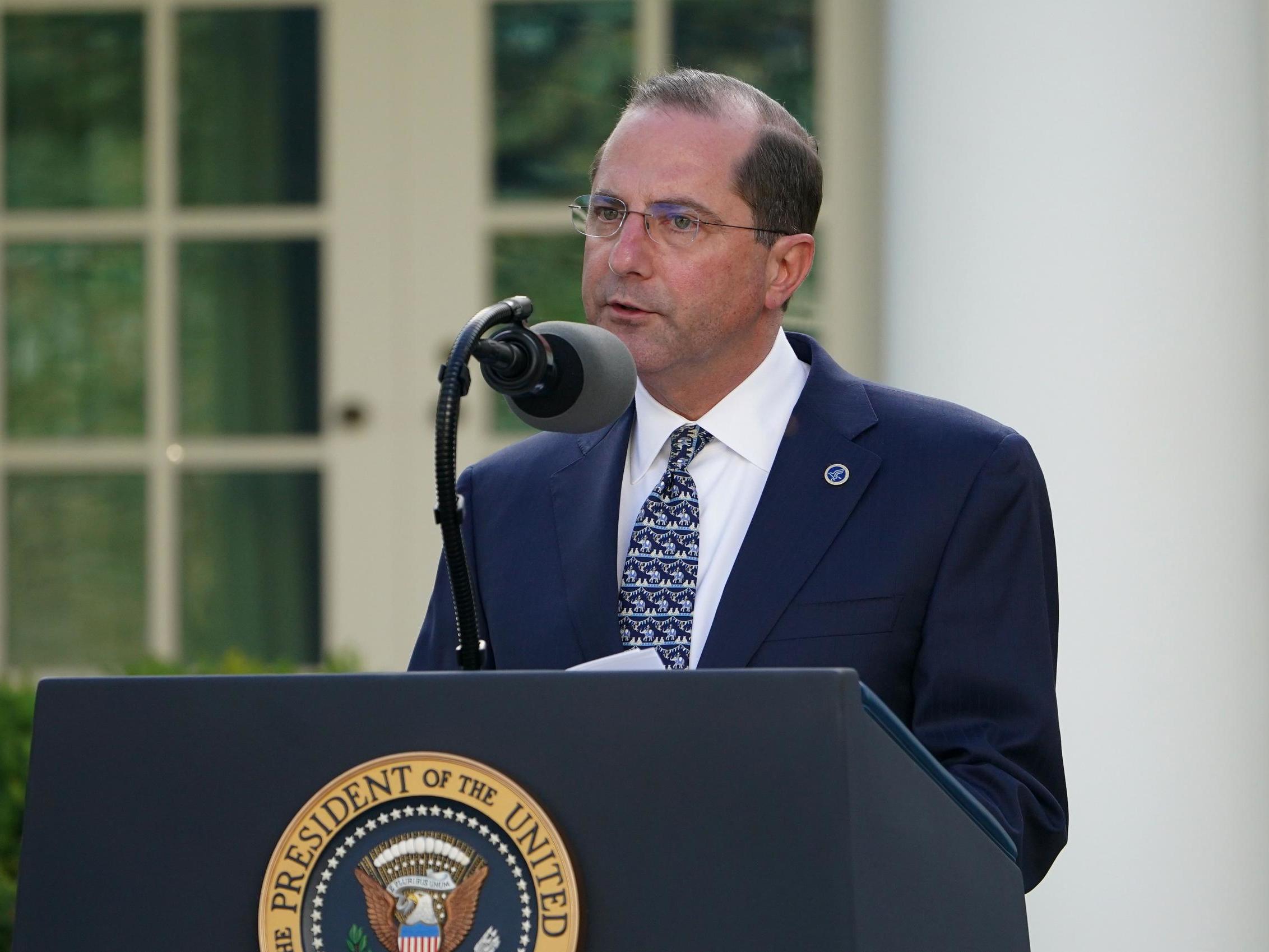 Alex Azar told Congress he could not make assurances that treatment for Covid-19 would be affordable (AFP/Getty)