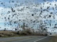 Tumbleweed tornado spotted on Washington highway