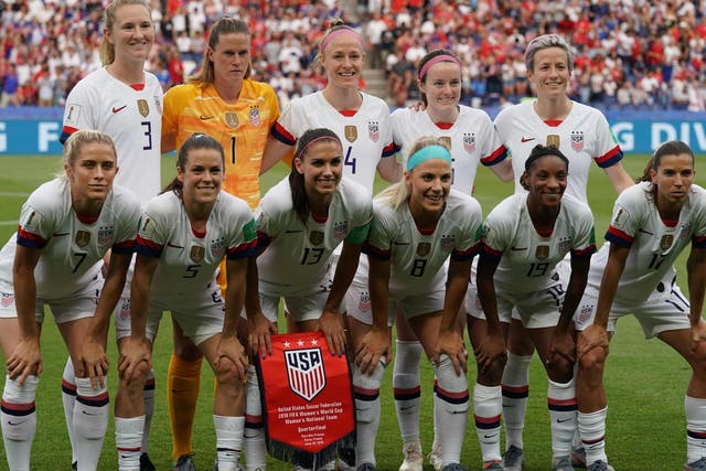 <p>The United States pose for a team photo at the 2019 Women’s World Cup </p>