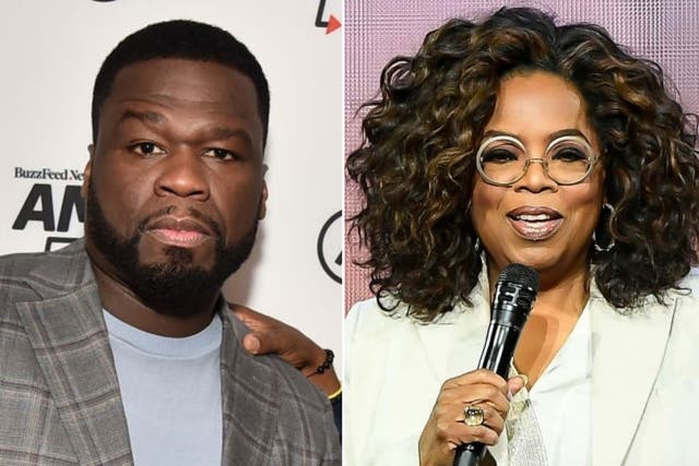 Rapper 50 Cent, real name Curtis Jackson, and Oprah Winfrey
