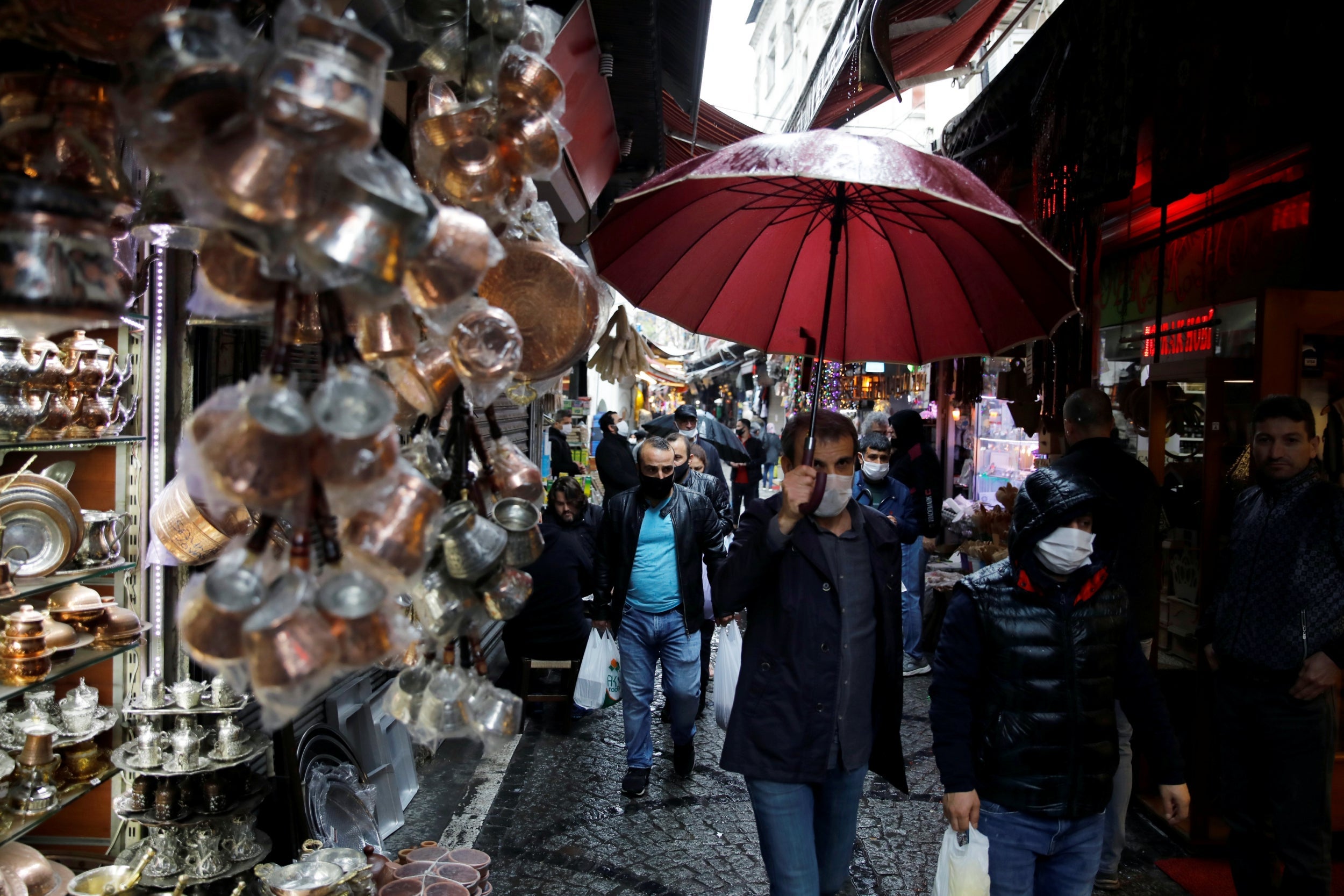 Shoppers in the Eminonu district of Istanbul on Sunday