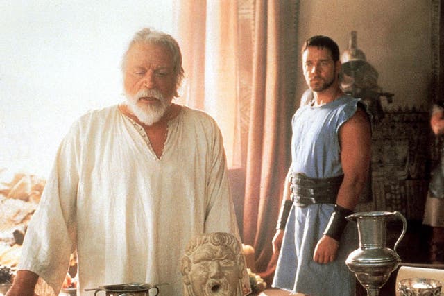 Oliver Reed and Russell Crowe in Ridley Scott's 'Gladiator'