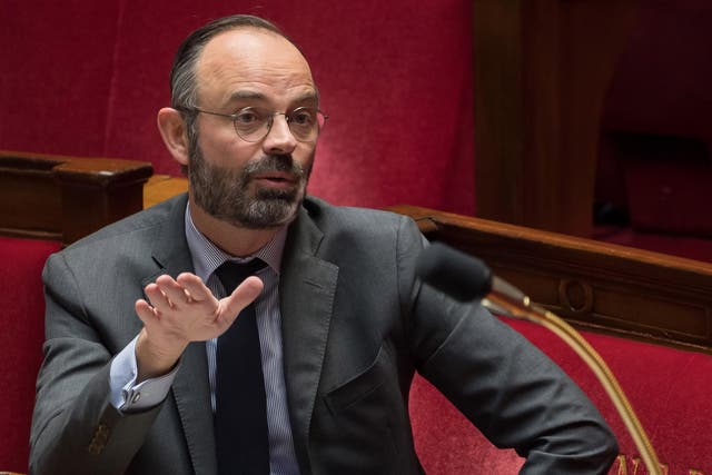 French Prime Minister Edouard Philippe gestures during the weekly session of questions to the government