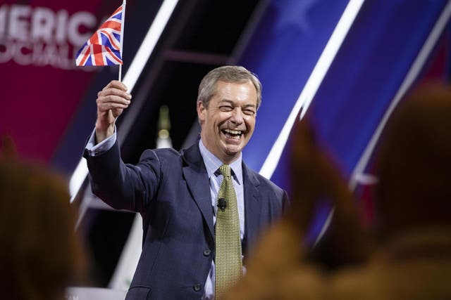 Nigel Farage speaks at the Conservative Political Action Conference 2020
