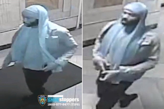 Security camera footage showing Jason Roberts, who has been arrested after allegedly attempting to rape a nurse volunteering in New York City to help in the battle against the coronavirus pandemic