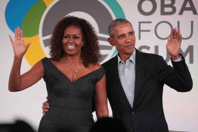 Barack and Michelle Obama on 29 October 2019 in Chicago, Illinois.