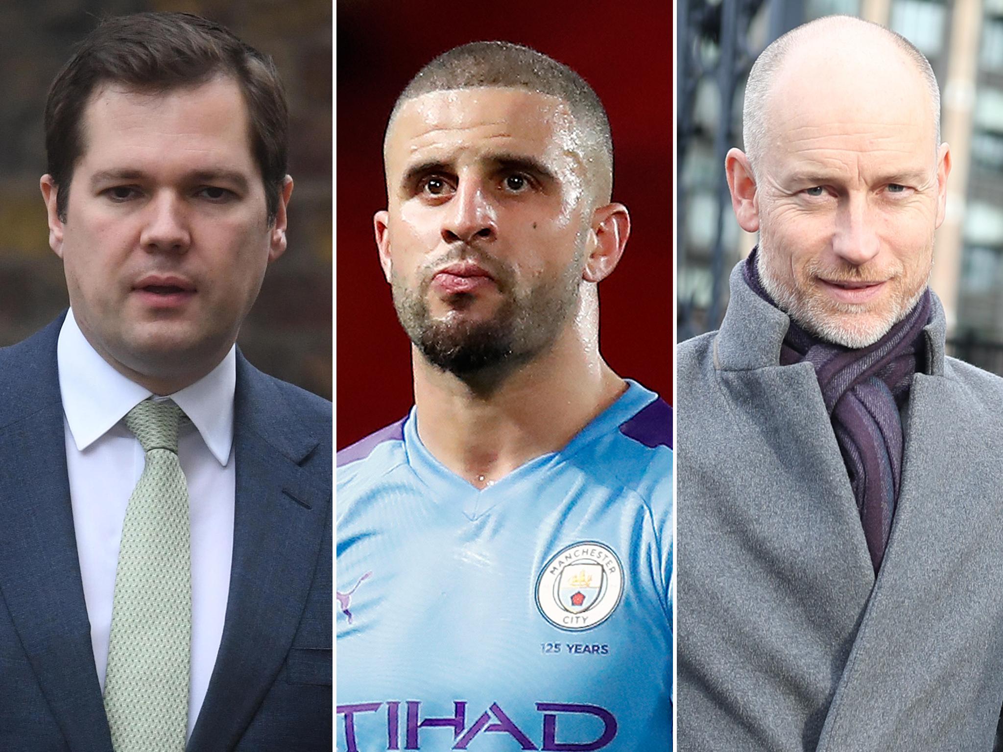 Lockdown flouters: Housing secretary Robert Jenrick (left), Manchester City's Kyle Walker (centre) and Labour MP Stephen Kinnock