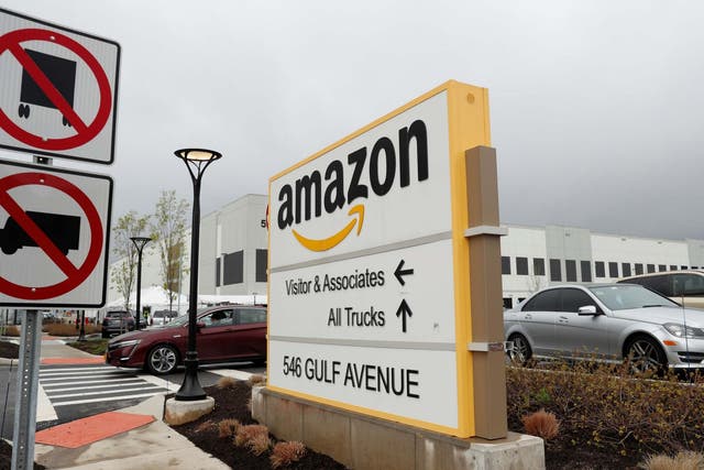 The Amazon warehouse in Staten Island, New York, where a worker has died from covid-19