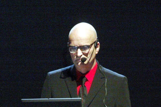 Schneider performing live in Helsinki with Kraftwerk in 2004