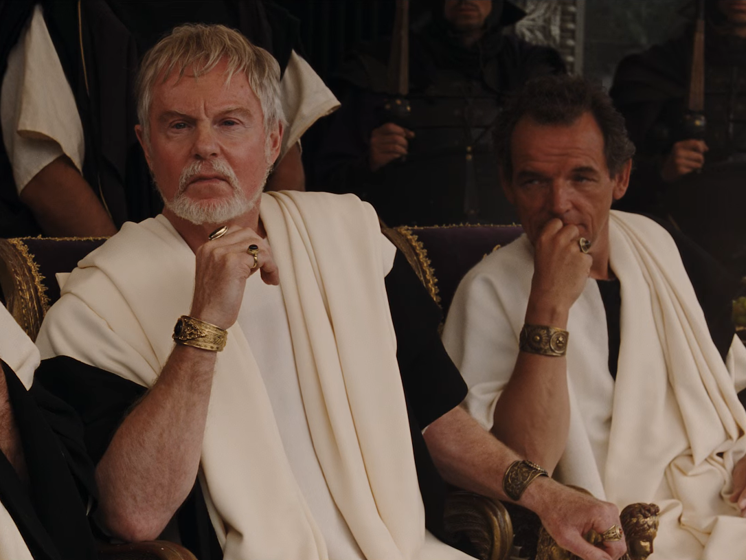 Derek Jacobi (left) brought class and experience to the role of Senator Gracchus, an ally of Maximus