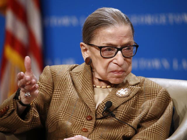 Ms Ginsburg speaking in February 2020