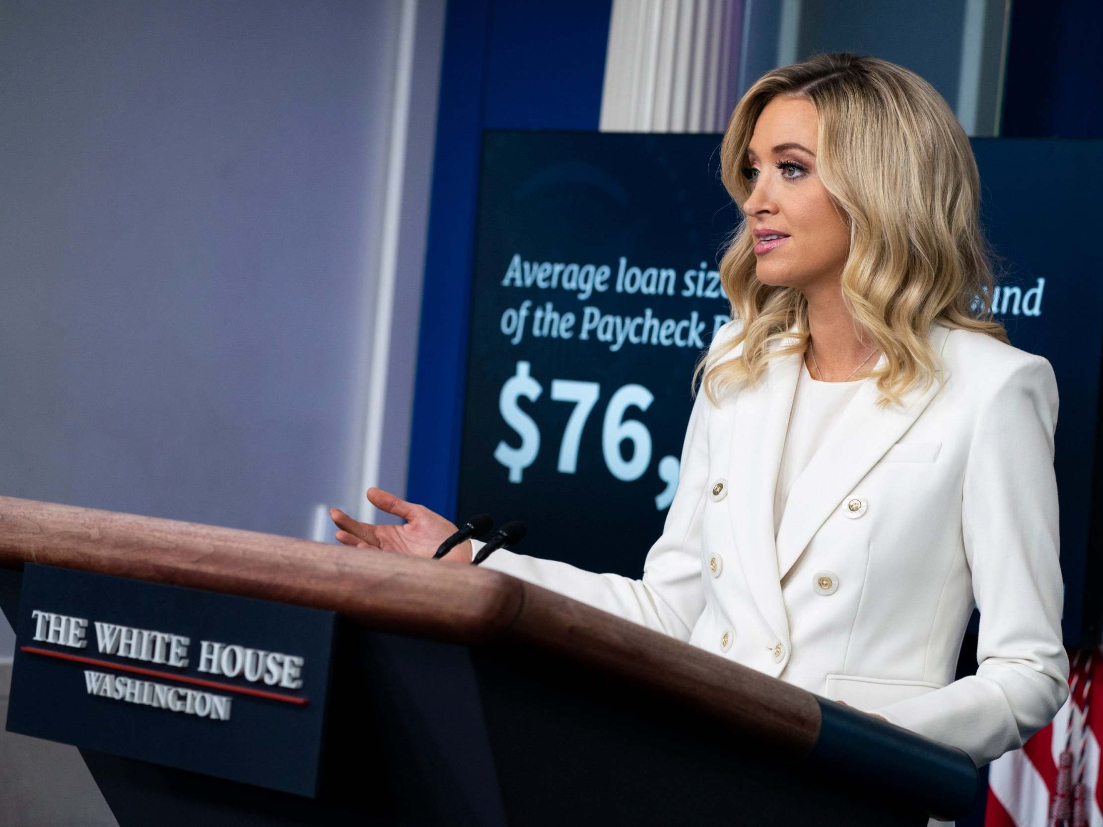 Kayleigh McEnany at a White House news briefing.