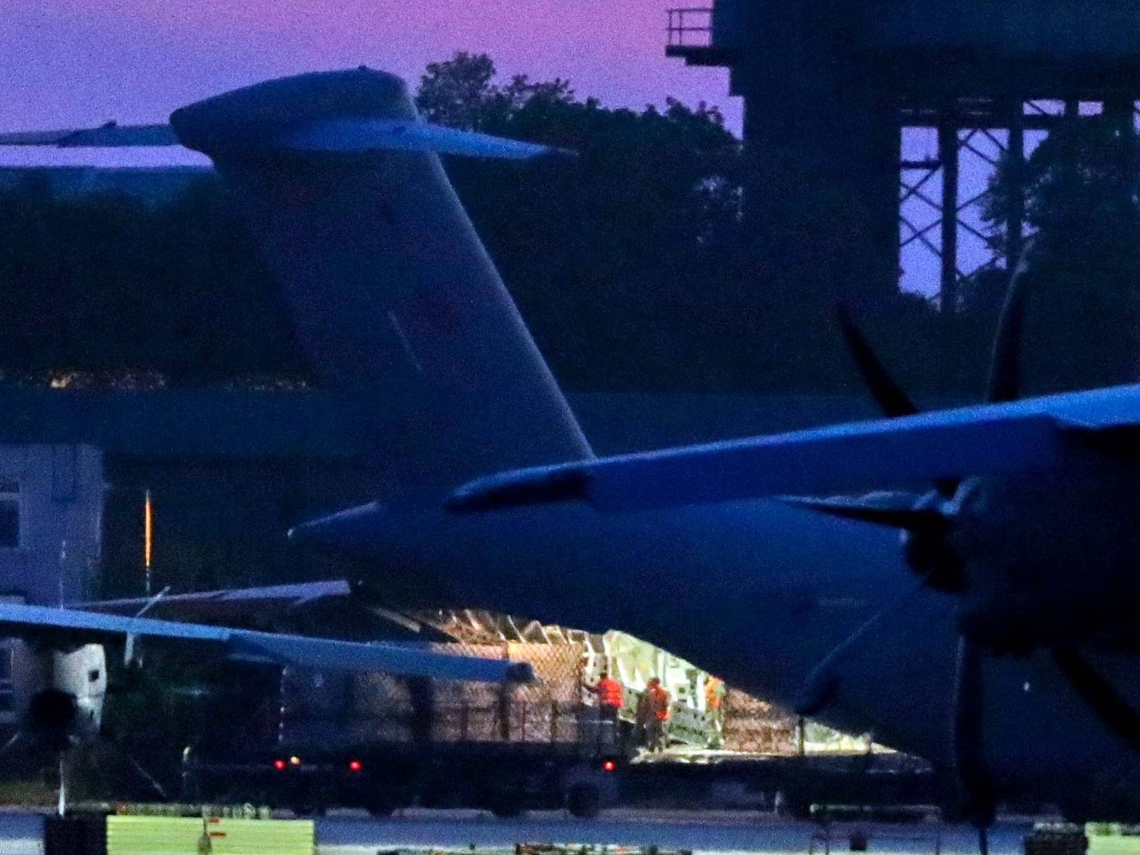 An RAF C17 plane at Brize Norton in Oxfordshire unloading PPE from Turkey, according to a government source