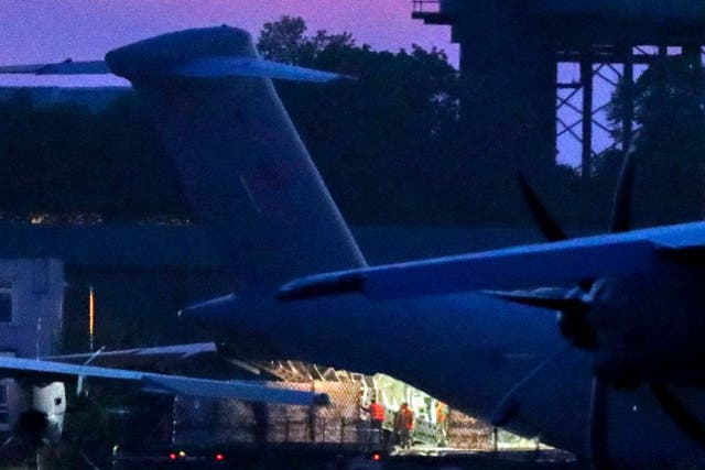 An RAF C17 plane at Brize Norton in Oxfordshire unloading PPE from Turkey, according to a government source