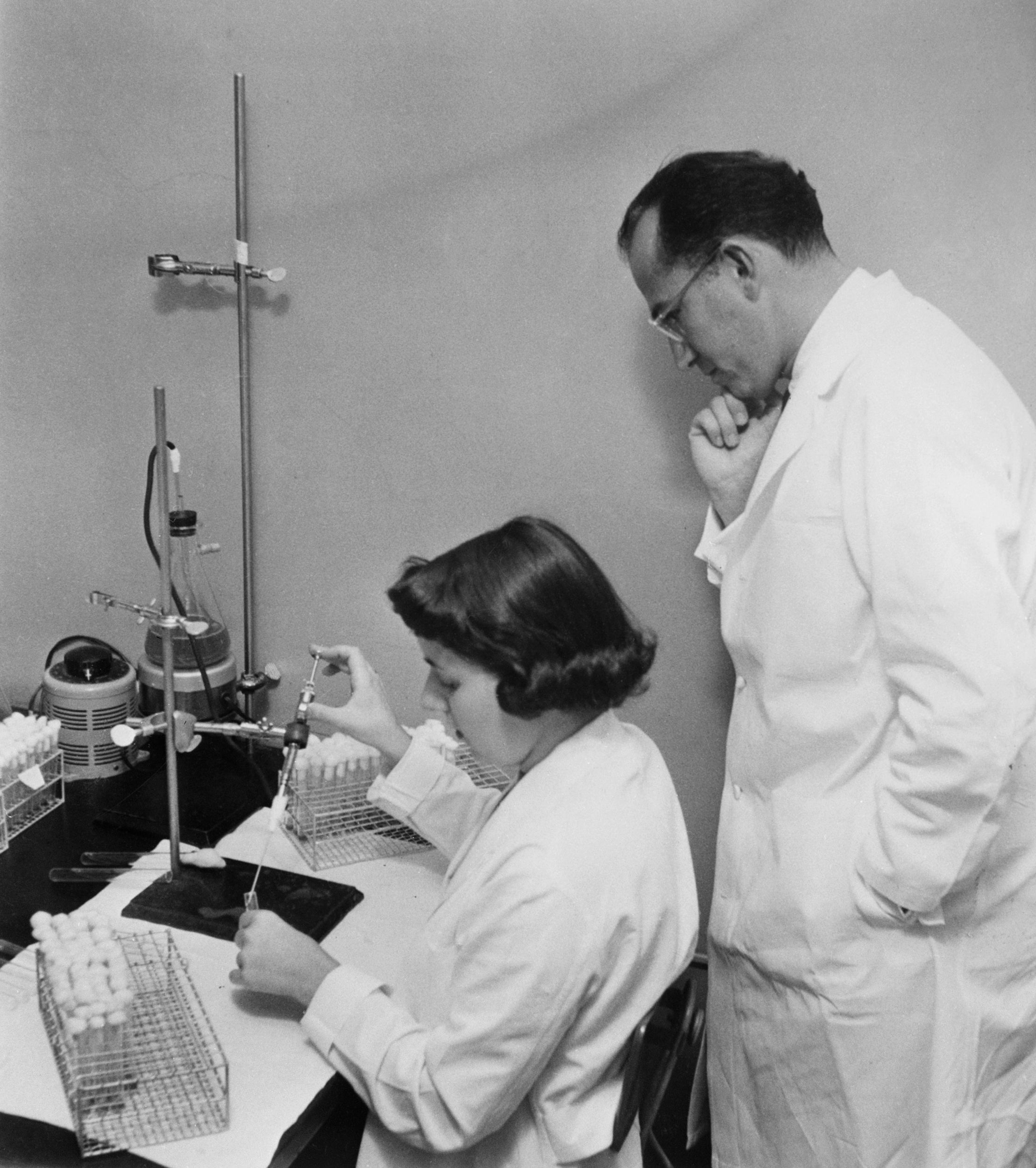 Salk at his lab in Pittsburgh