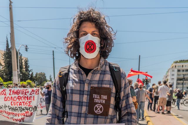 Extinction Rebellion Hellas activist Agisilaos Koulouris: ‘The intention was to stay all night but we were taken to the police station’