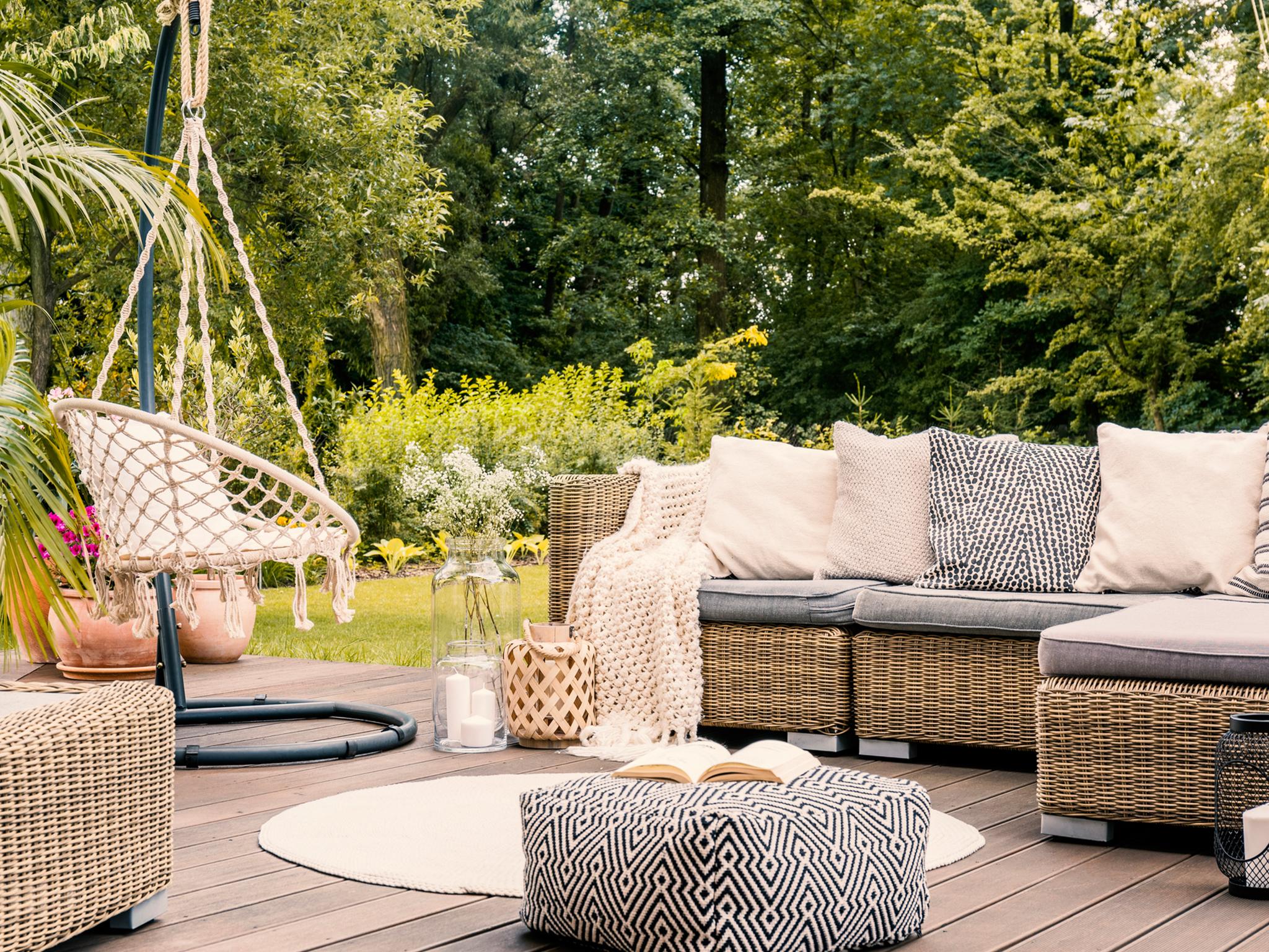 Give your garden a revamp with tidy bushes, luxurious furniture, flowering blooms and colourful accessories