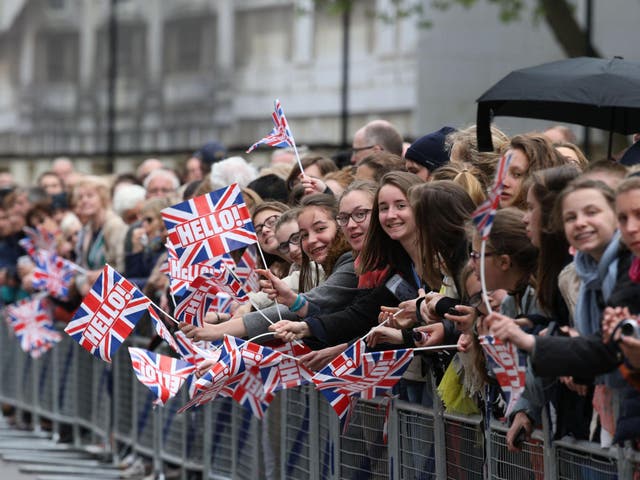 Members of the public gather at the Cenotaph in London for the 70th anniversary of VE Day on 8 May 2015