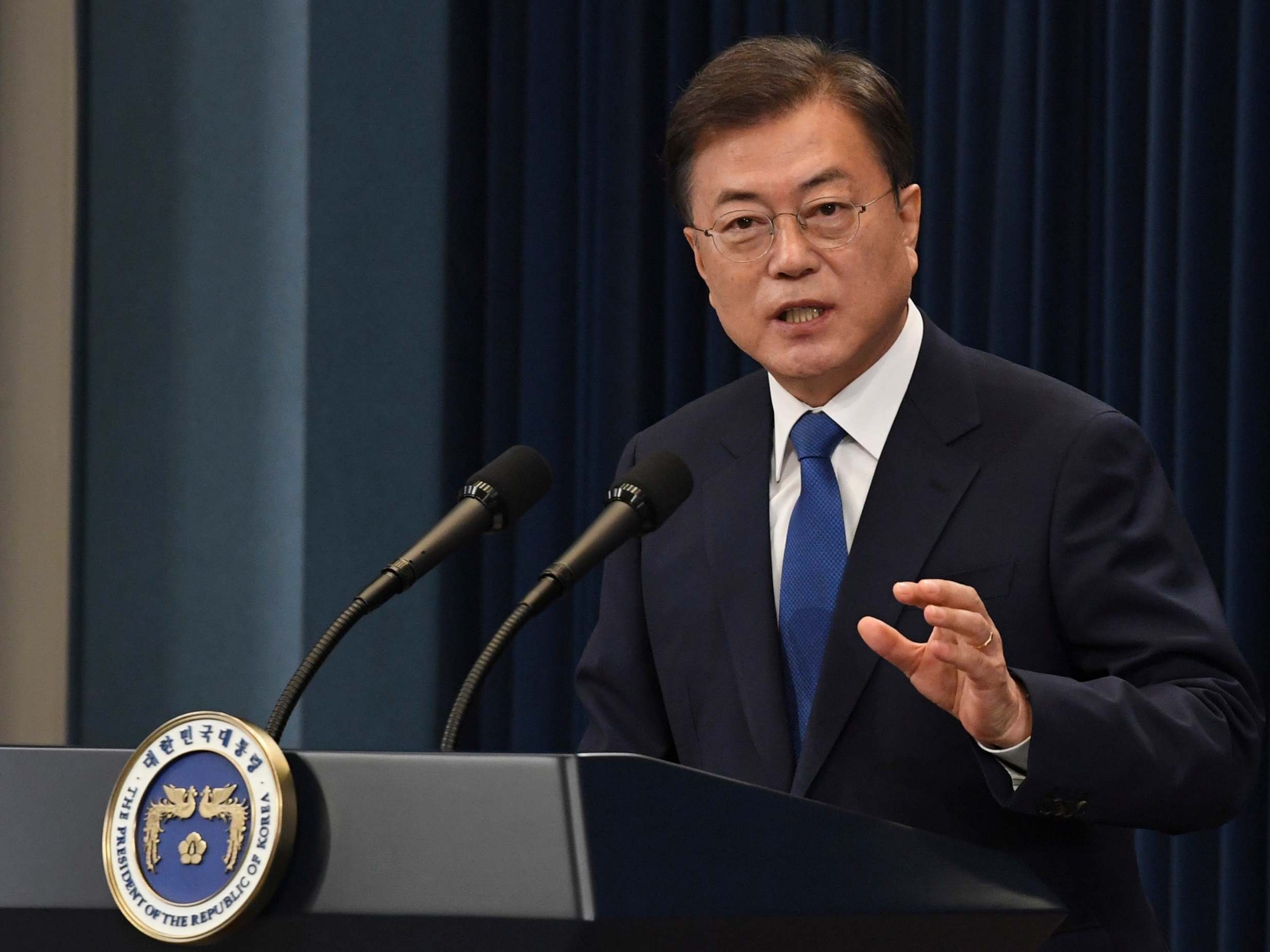 South Korea's president Moon Jae-in has said there is 'no reason to stand still out of fear' over the rise in cases