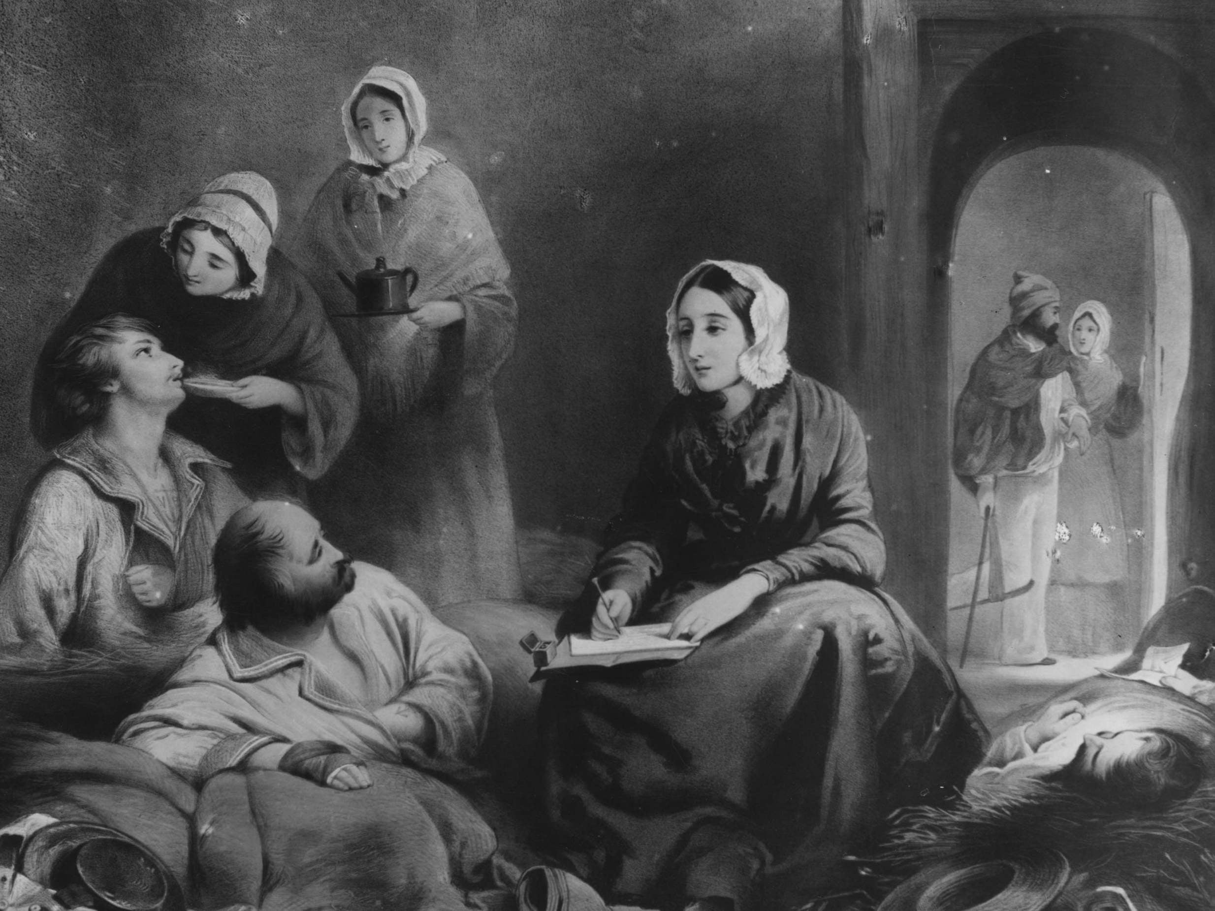 A painting of Nightingale at work in the naval hospital in Therapia