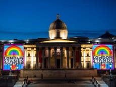 Message of unity from Sir Peter Blake lights up Trafalgar Square