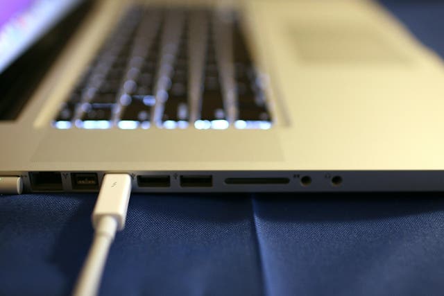 Apple's Macbook Pro laptop that uses Intel's Thunderbolt