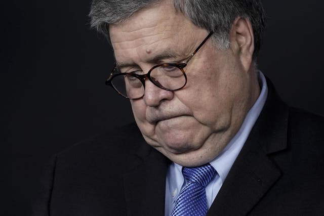 US attorney general William Barr at the daily White House coronavirus briefing 23 March 2020