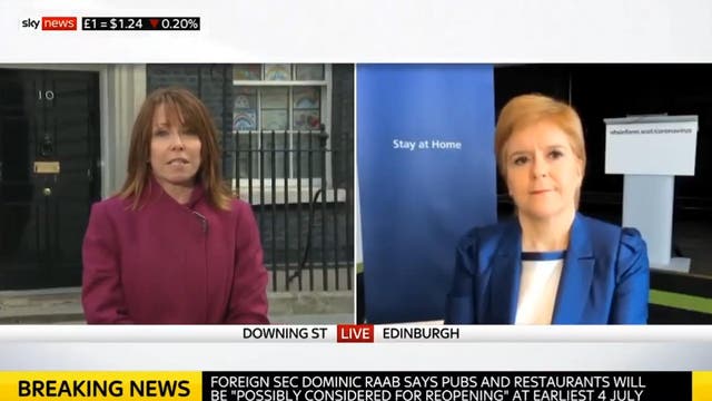 Kay Burley (L) interrupted Scottish First Minister Nicola Sturgeon in the middle of an interview, causing the minister to look visibly annoyed