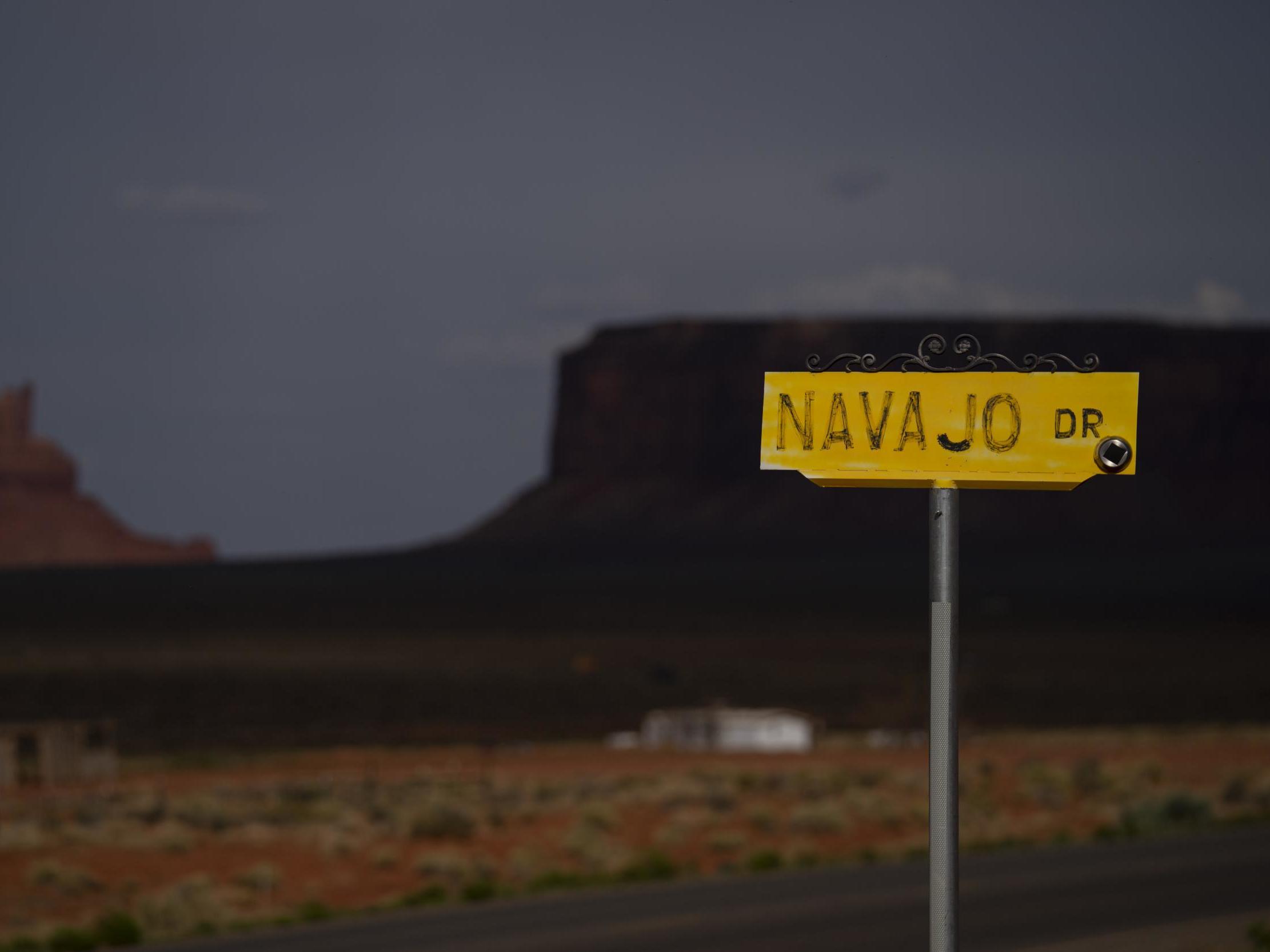Road sign in the Navajo reservation in Utah
