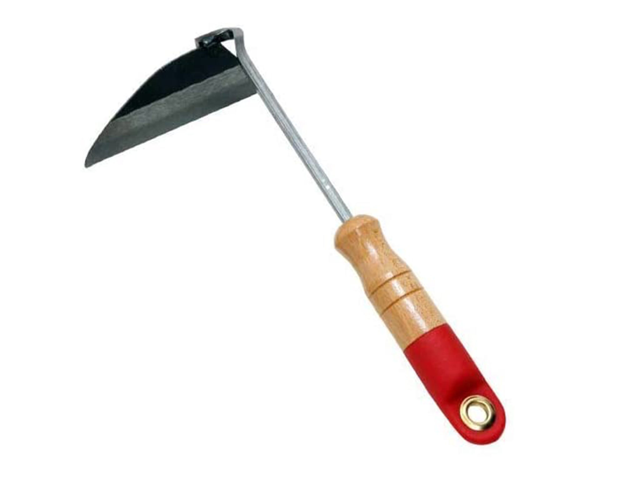 Tackle unsightly weeds regularly with a hoe like this hand-held one