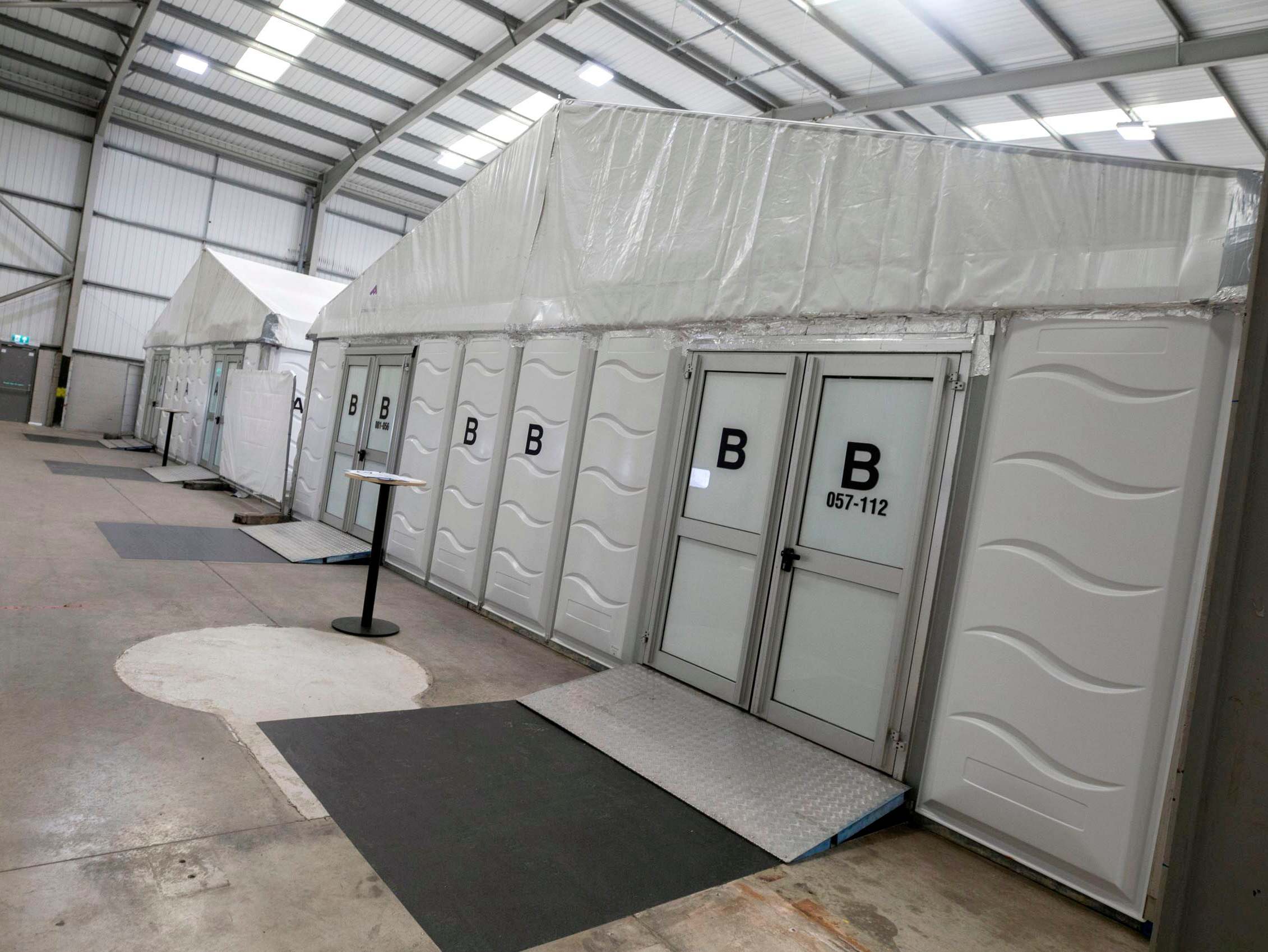 Temporary mortuary set up in Trafford Park to help manage coronavius outbreak (Greater Manchester Police / AFP)