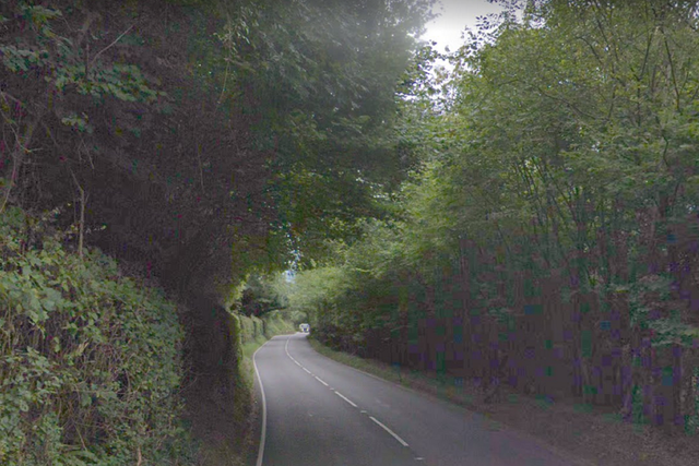 General view of the A4136 between Monmouth and Coleford in the Forest of Dean, Gloucestershire.