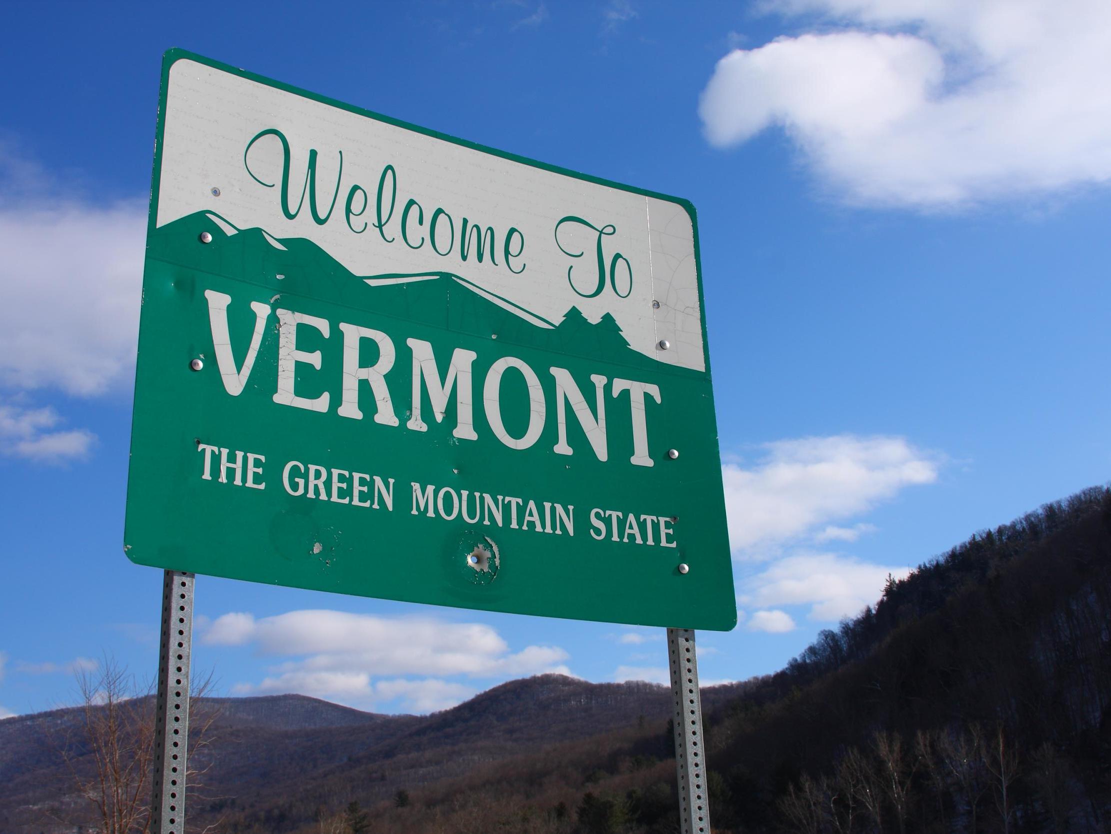 A welcome sign in Vermont