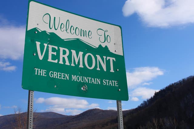 A welcome sign in Vermont