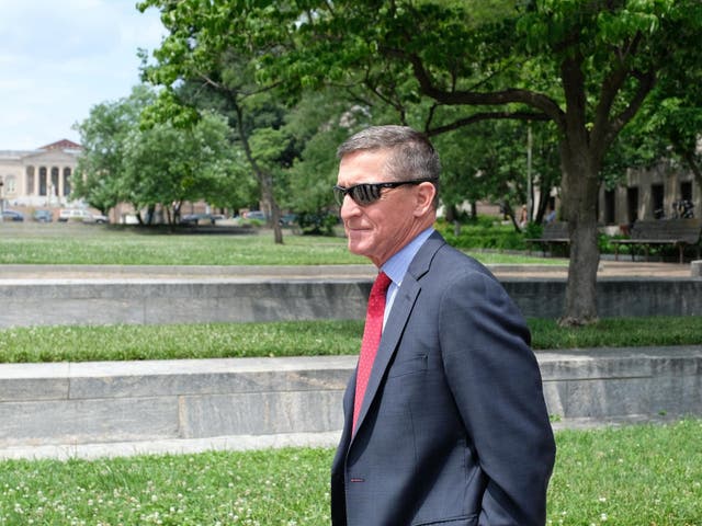 Former national security adviser Michael Flynn leaves the E Barrett Prettyman courthouse on 24 June 2019, in Washington DC