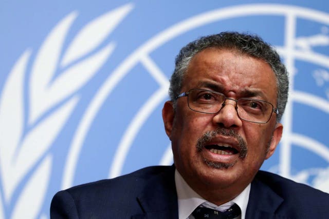 Dr Tedros Adhanom Ghebreyesus speaks during a news conference on the situation of the coronavirus