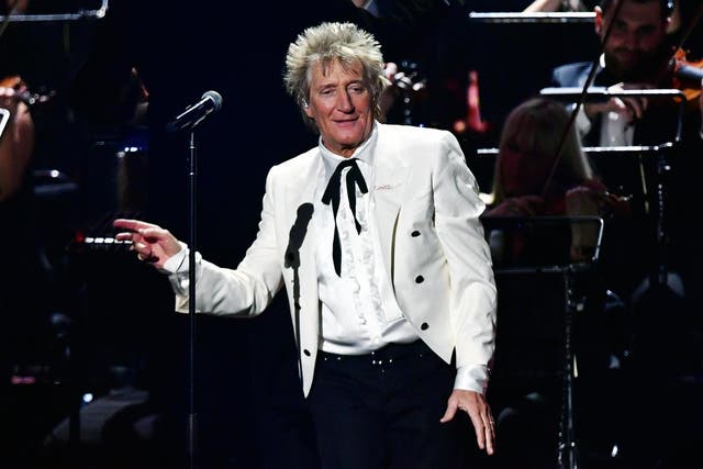 Rod Stewart on 18 February 2020 during the Brit Awards in London.